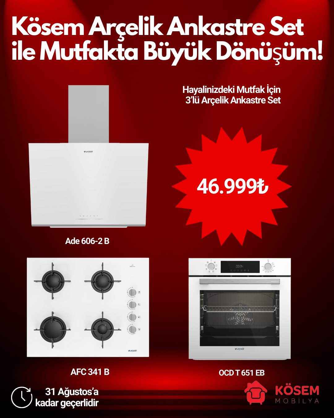 Arçelik 3’lü Beyaz Eşya Seti